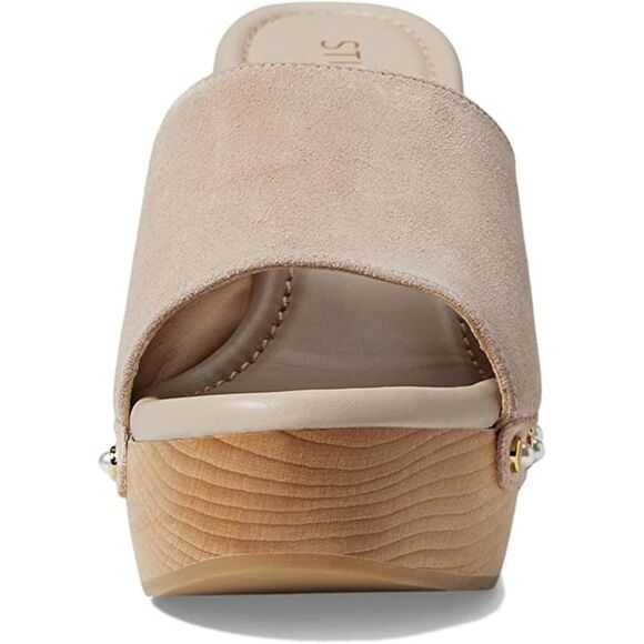 STUART WEITZMAN Womens Beige Faux Pearl 2" Platform Sa877 Slip On Sandal 10 B - Picture 3 of 4